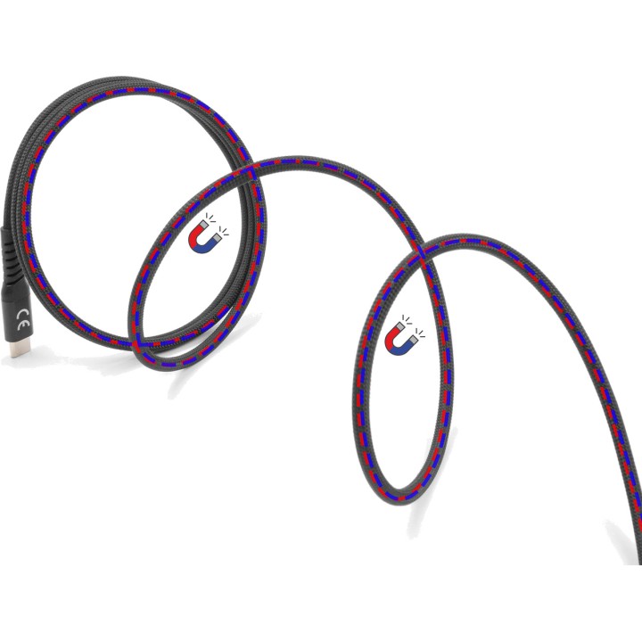 DELOCK Magnetic data and charging cable with textile sleeve