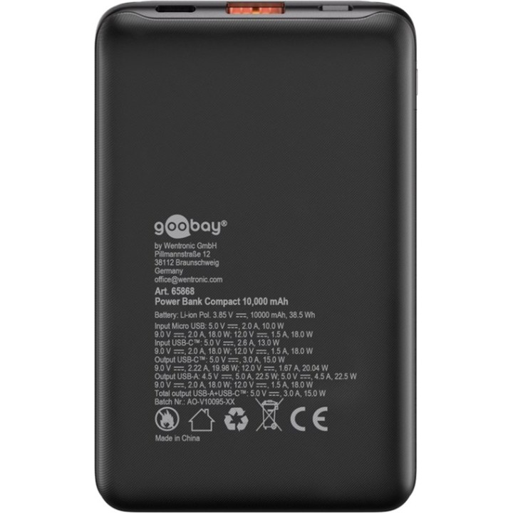 GOOBAY Batería externa compacta 10000MAH 22,5W