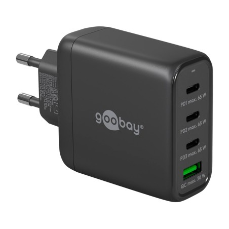 cargador rápido de pared de 4 puertos usb-c/usb-a pd gan 68w 64819