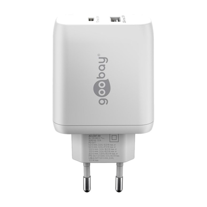GOOBAY Caricatore rapido da parete a 2 porte USB-C/USB-A PD