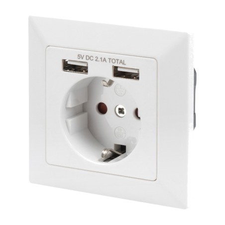 prise schuko encastrée avec ports de charge 2x usb-a