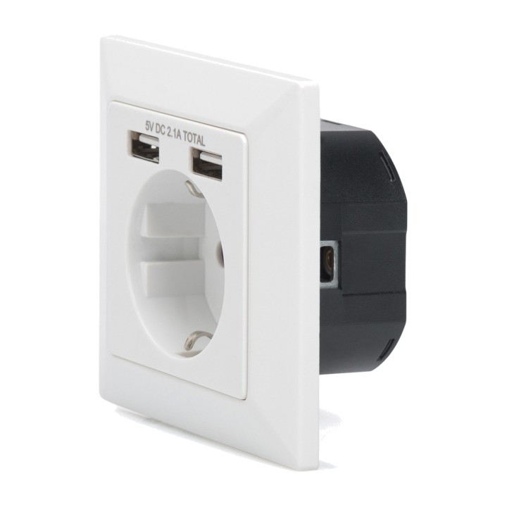 DIGITUS Enchufe Schuko empotrado con puertos de carga 2X
