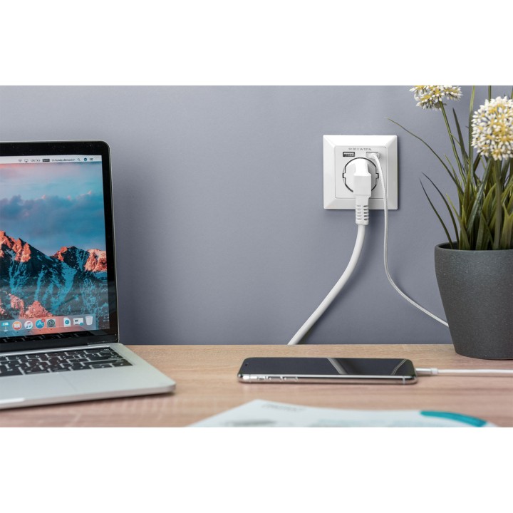 DIGITUS Presa Schuko da incasso con porte di ricarica 2X