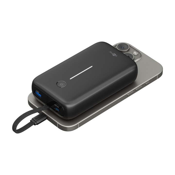 GOOBAY Powerbank mit integriertem USB-C-Kabel 20000MAH 30W