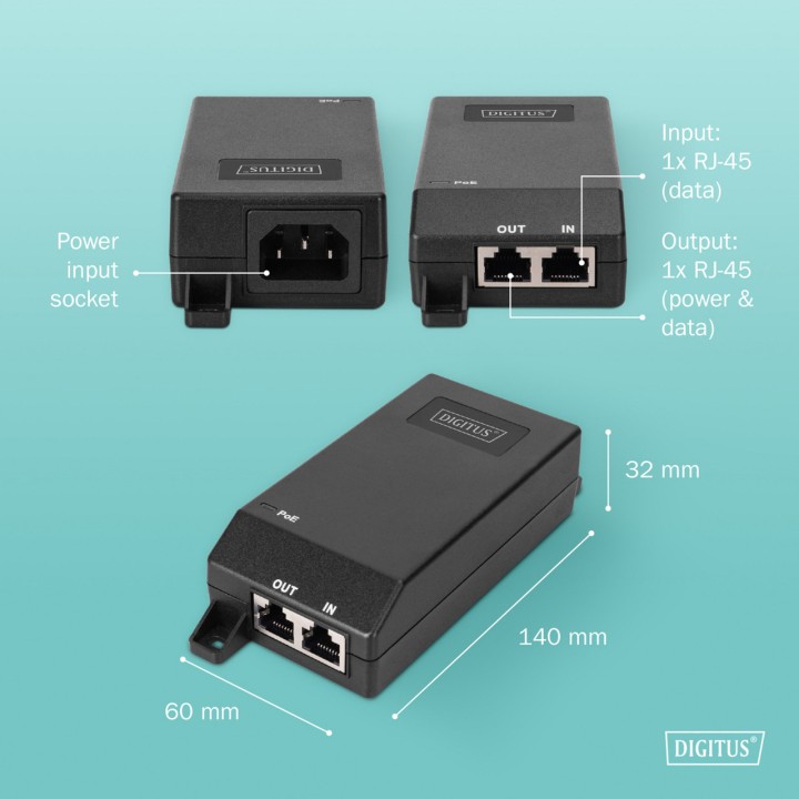 DIGITUS Iniettore Gigabit PoE+ 802.3AT 30W 100159751