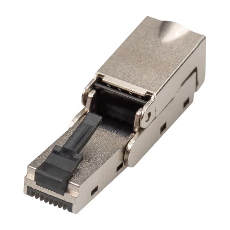 angled field-termination network connector with dust cap rj45 cat6a stp