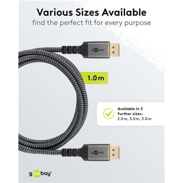 GOOBAY Câble DisplayPort tressé haute vitesse PLUS 2.1 16K