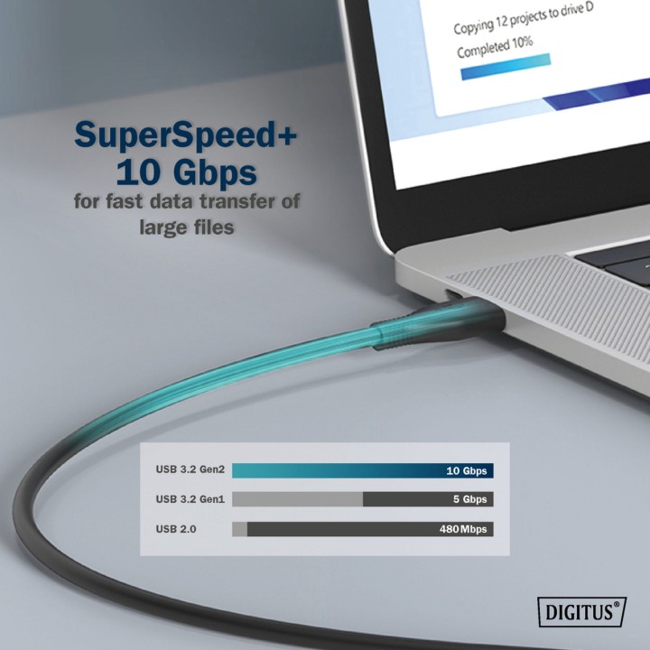 DIGITUS Cavo USB-C in silicone per ricarica e dati 3.2 GEN2