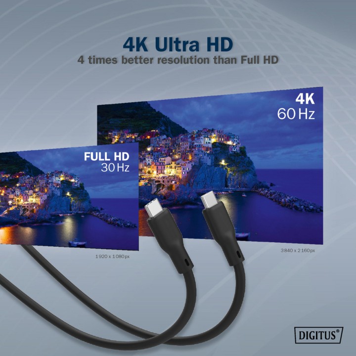 DIGITUS Cable de silicona USB-C carga y datos 3.2 GEN2 PD