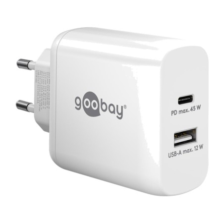 2-port fast wall charger usb-c/usb-a pd 45w 65412