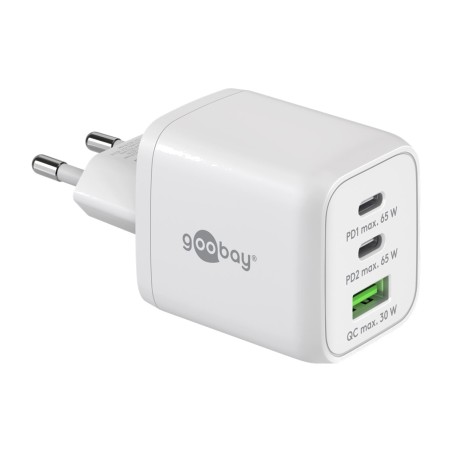 cargador rápido de pared de 3 puertos usb-c/usb-a nano pd gan 65w 64754