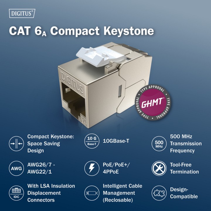 DIGITUS Kompaktes geschirmtes Keystone-Modul zur