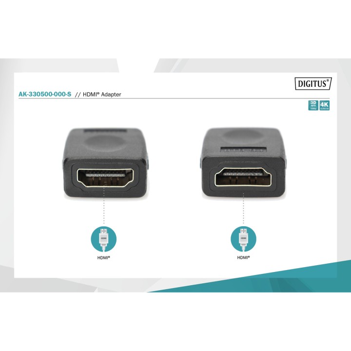 DIGITUS Acoplador HDMI para unir cables 4K 60HZ H/H