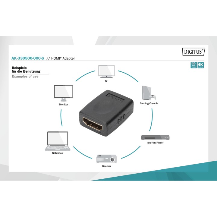 DIGITUS Accoppiatore HDMI per unire i cavi 4K 60HZ H/H