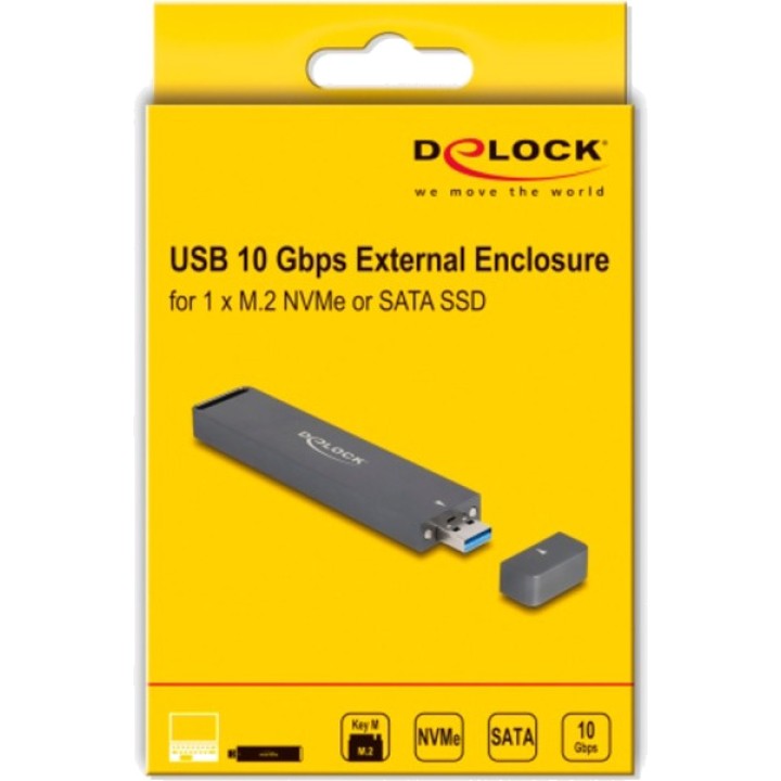 DELOCK Boîtier externe pour SSD M.2 NVMe et SATA USB-A