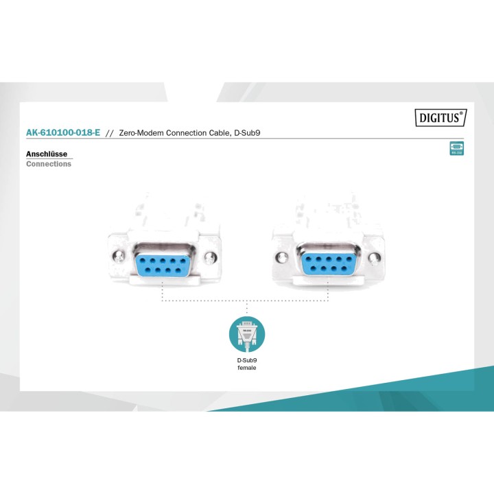 DIGITUS Câble série null modem D-SUB9 H/H 100156184VAR
