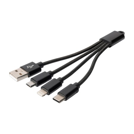 cable de carga 3 en 1 usb-a a lightning, usb-c y micro-usb 1m