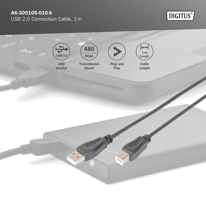 DIGITUS Type A to B printer data cable USB-2.0 28AWG