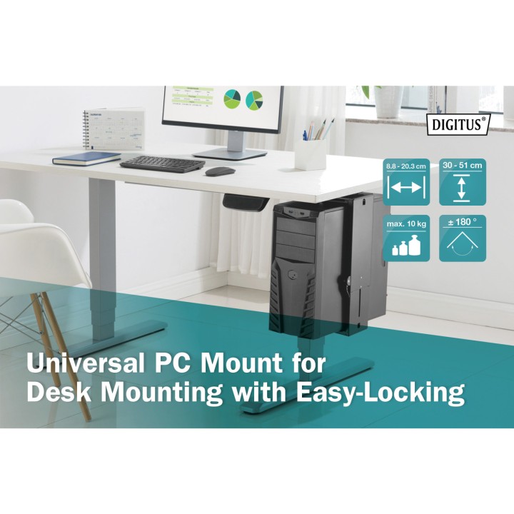 DIGITUS Support de tour PC sous le bureau 10KG 100156063