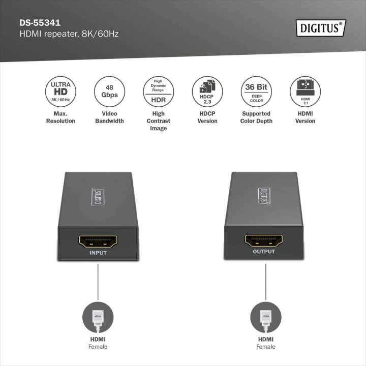 DIGITUS HDMI signal repeater 2.1 8K 60HZ 100120822