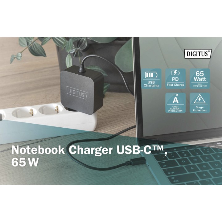DIGITUS Cargador para portátil USB-C PD 65W 100140412