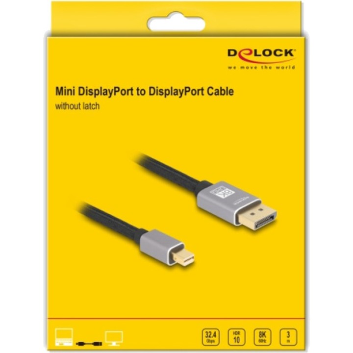DELOCK Cable Mini DP a DisplayPort con HDR 1.4 8K 3M