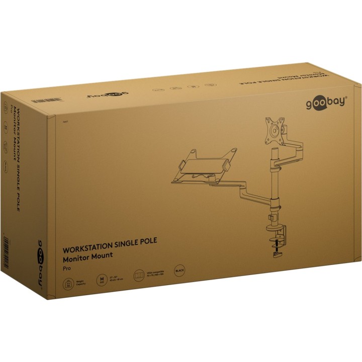 GOOBAY Monitor arm with laptop tray DELUXE 17-32" VESA 100
