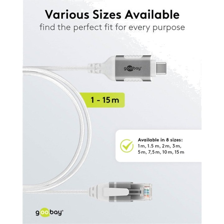 GOOBAY Cabo adaptador de rede USB-C para RJ45 SLIM 3.2 GEN2