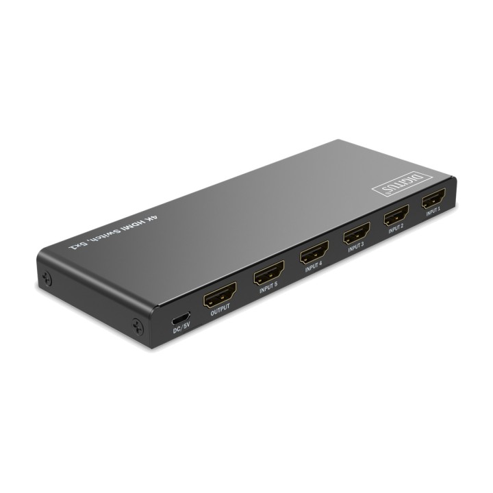 DIGITUS Switch HDMI a 5 ingressi con telecomando 4K 5X1
