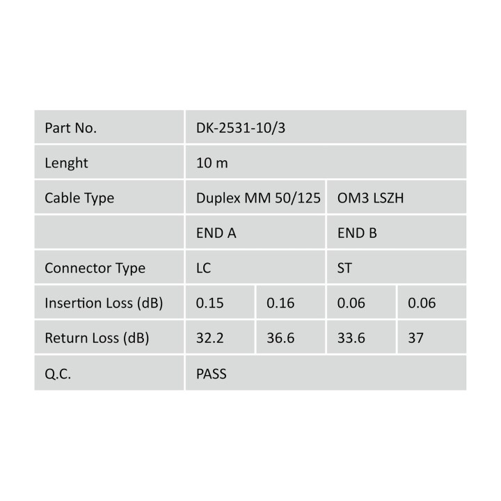 DIGITUS Duplex-Multimode-Lichtwellenleiter-Patchkabel LC-ST