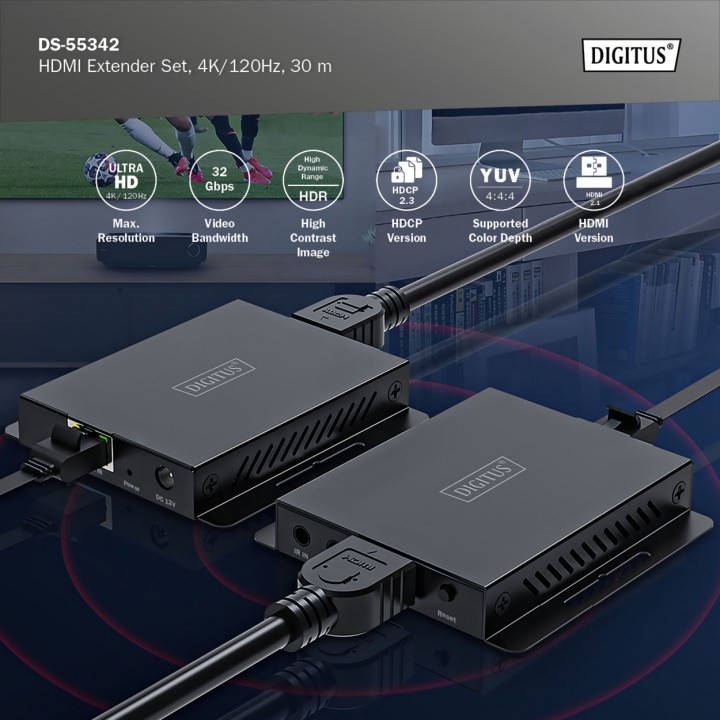 DIGITUS HDMI extender kit over Ethernet network cable 4K 30M