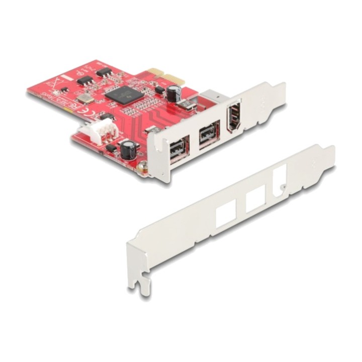 DELOCK PCIe-FireWire-Karte mit 3 Anschlüssen X1 2X 1394B 1X