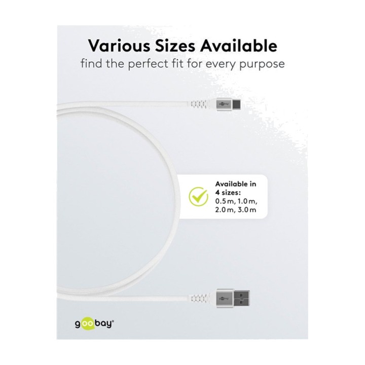 GOOBAY Câble de charge textile ultra-doux USB-A vers USB-C