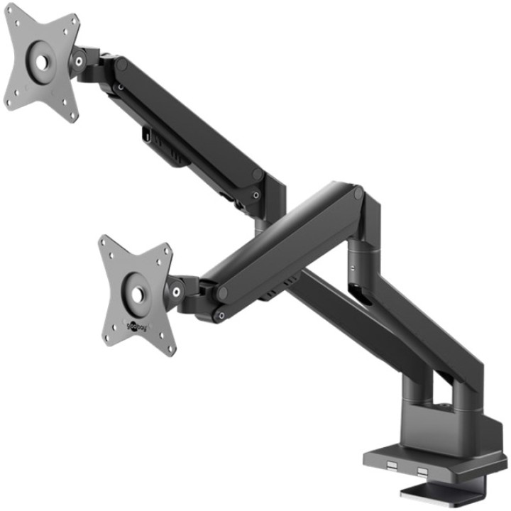 GOOBAY Soporte de mesa doble para monitor con resorte gas
