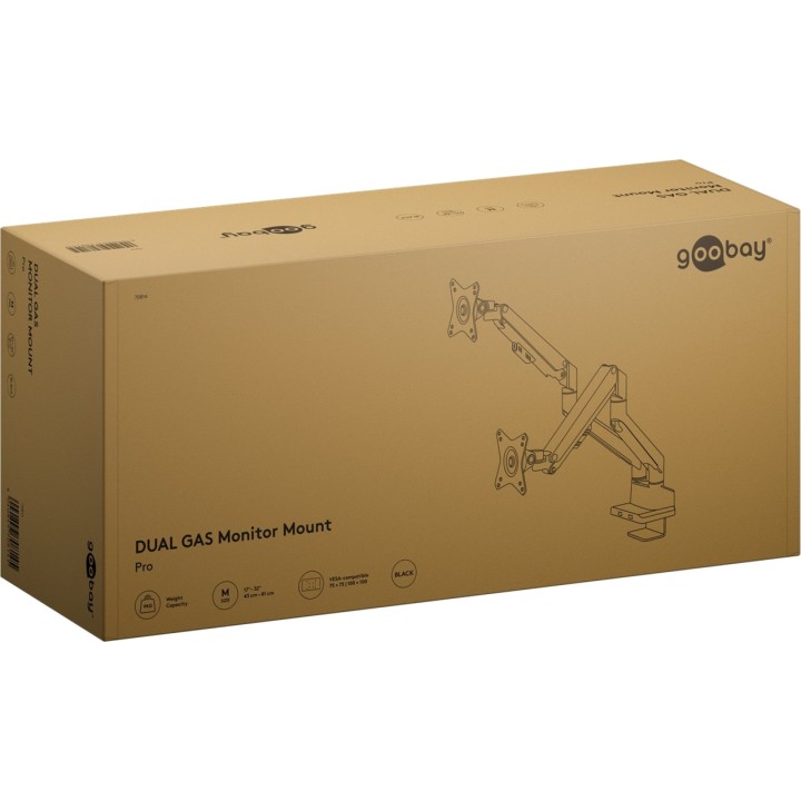 GOOBAY Soporte de mesa doble para monitor con resorte gas