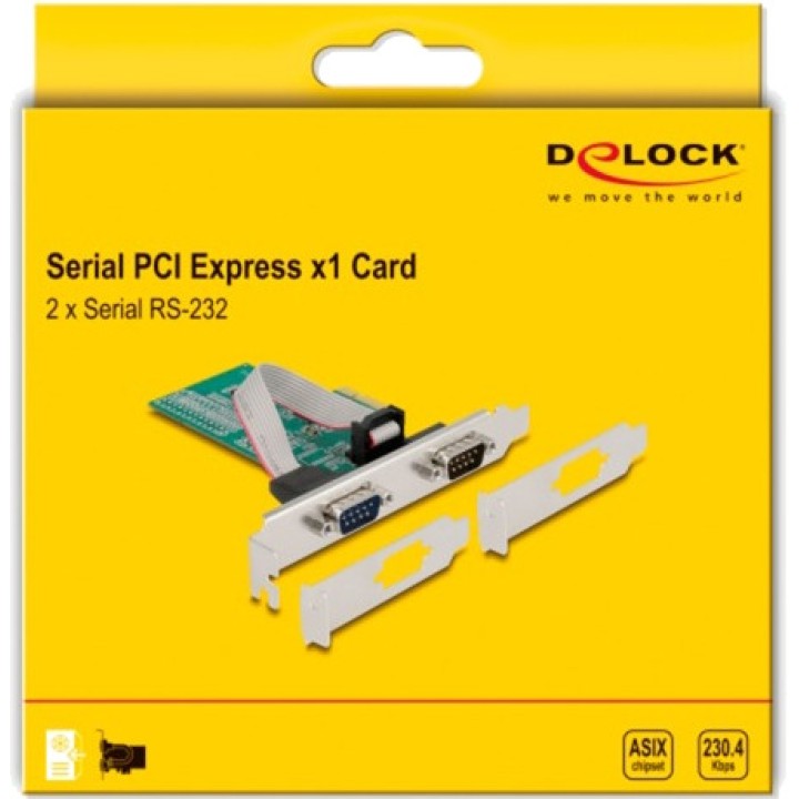 DELOCK Carte PCIe avec 2 ports série X1 RS-232 AX99100 89555
