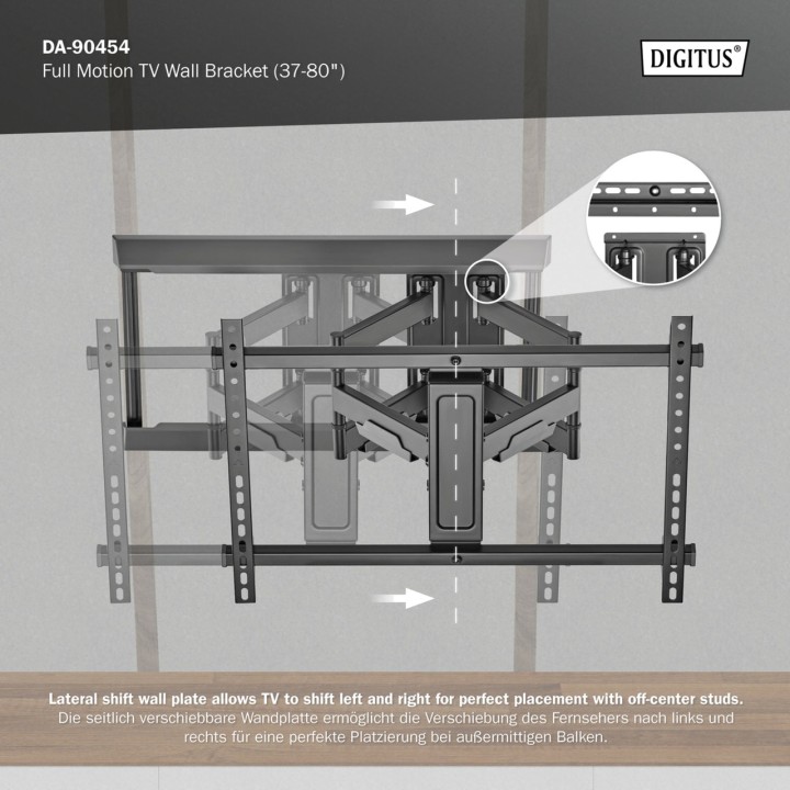 DIGITUS Schwenkbare TV-Wandhalterung 37-80" 60KG 100081102