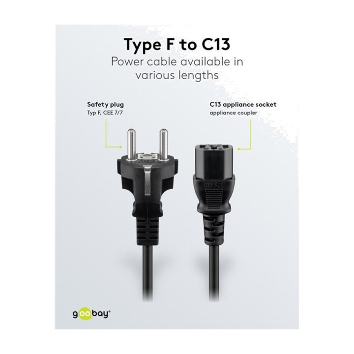 GOOBAY Schuko-Netzkabel auf C13 CEE7/7 5M 100078906