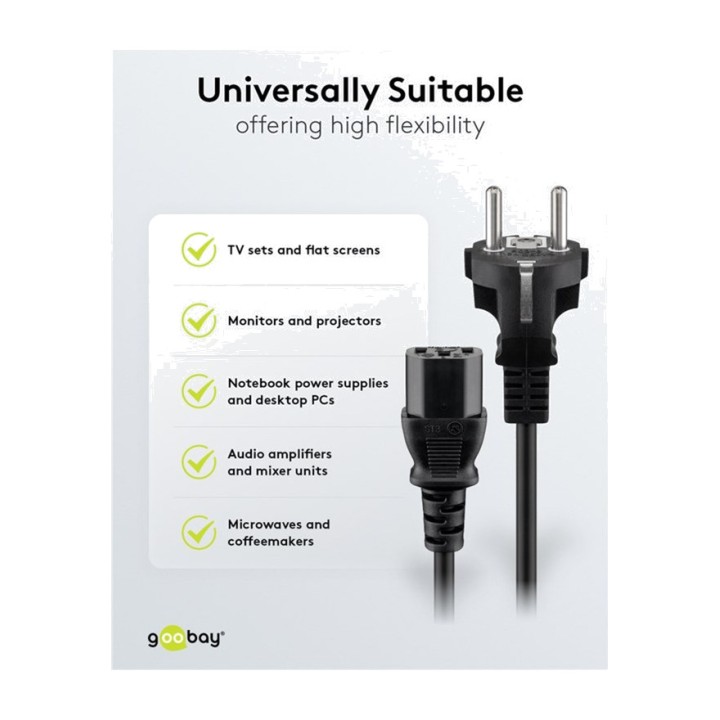 GOOBAY Cable de alimentación Schuko a C13 CEE7/7 5M