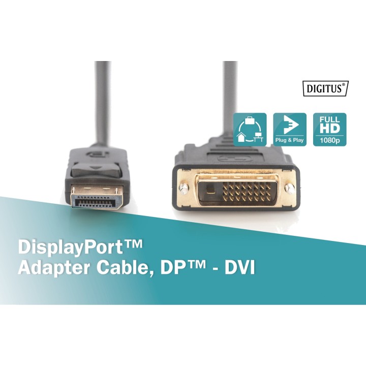 DIGITUS Cavo adattatore da DisplayPort a DVI-D con blocco DP