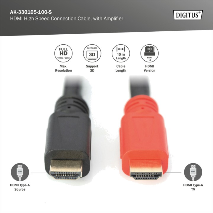 DIGITUS Cavo HDMI ad alta velocità con amplificatore 1080P