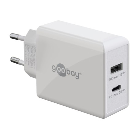 caricatore rapido da parete a 2 porte usb-c/usb-a pd 30w