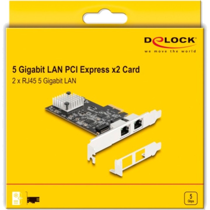 DELOCK PCIe omrežna kartica z 2 vzhodnimi pritičnimi mesti