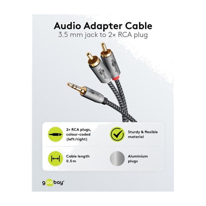 GOOBAY Stereo-Klinke-auf-Cinch-Audioadapterkabel PLUS AUX