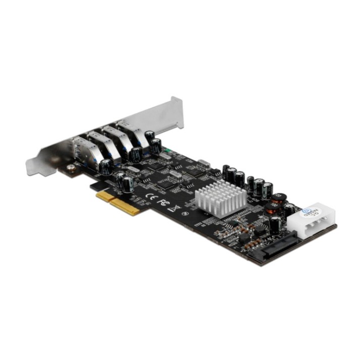 DELOCK Four-channel PCIe controller card with 4 USB-A ports