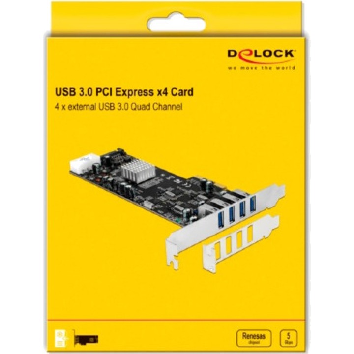 DELOCK Tarjeta controladora PCIe de cuatro canales con 4