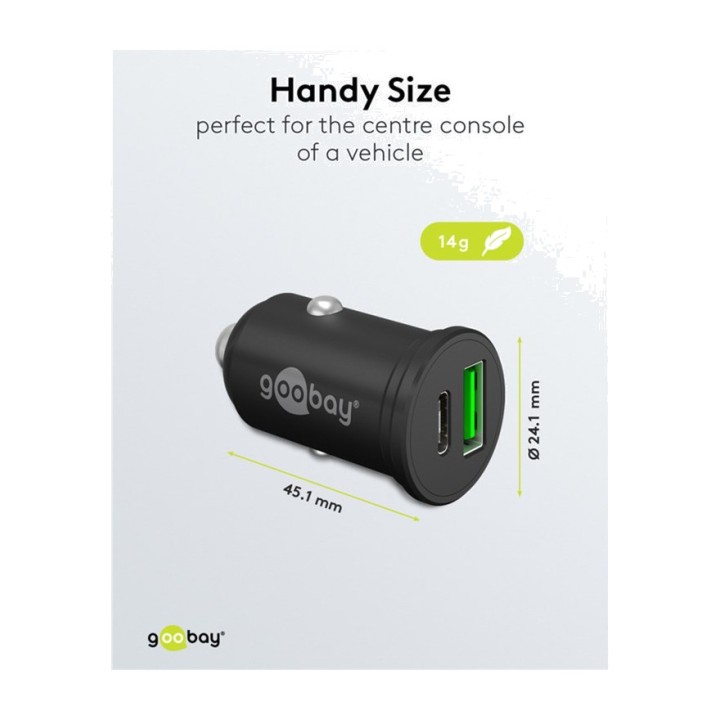 GOOBAY Chargeur rapide de voiture à 2 ports USB-C/USB-A PD