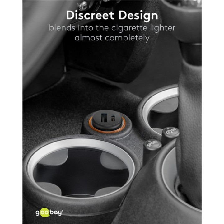 GOOBAY Chargeur rapide de voiture à 2 ports USB-C/USB-A PD