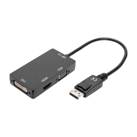 adattatore multiporta da displayport a hdmi, dvi e vga 3 en 1 4k 30hz 0,2m