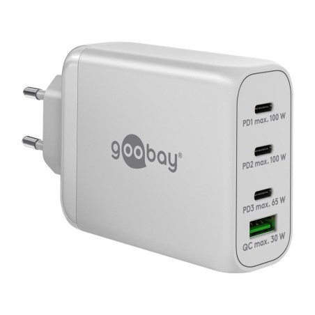 schnellladegerät für die wand mit 4 anschlüssen usb-c/usb-a pd 100w